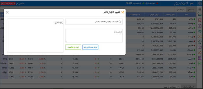 تغییر کارگزار ناظر برای یک سهم